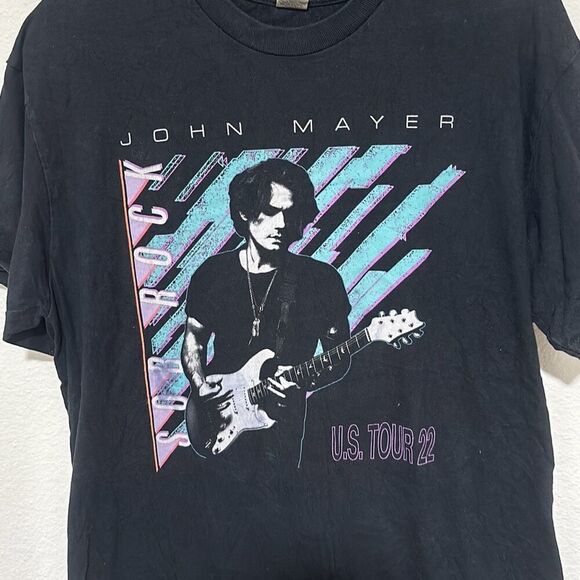 Gildan Hammer Mens Black John Mayer U.S Tour 2022 Cotton T-Shirt Size Large - Picture 2 of 7